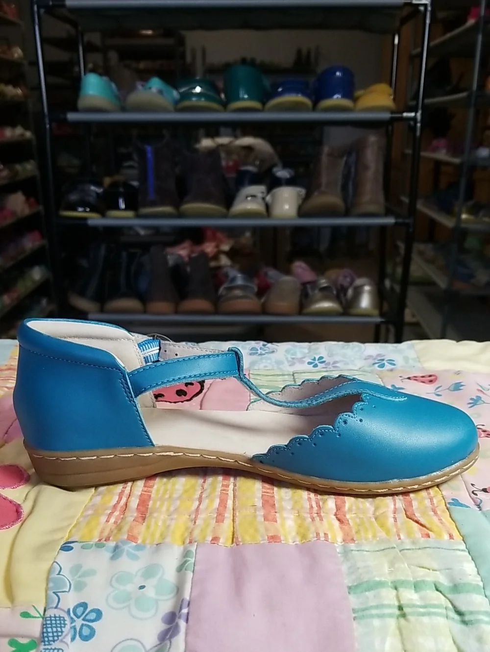 Livie & Luca Teal T-Strap Scalloped Dress Shoes HTF Size 2 Youth Big Kid